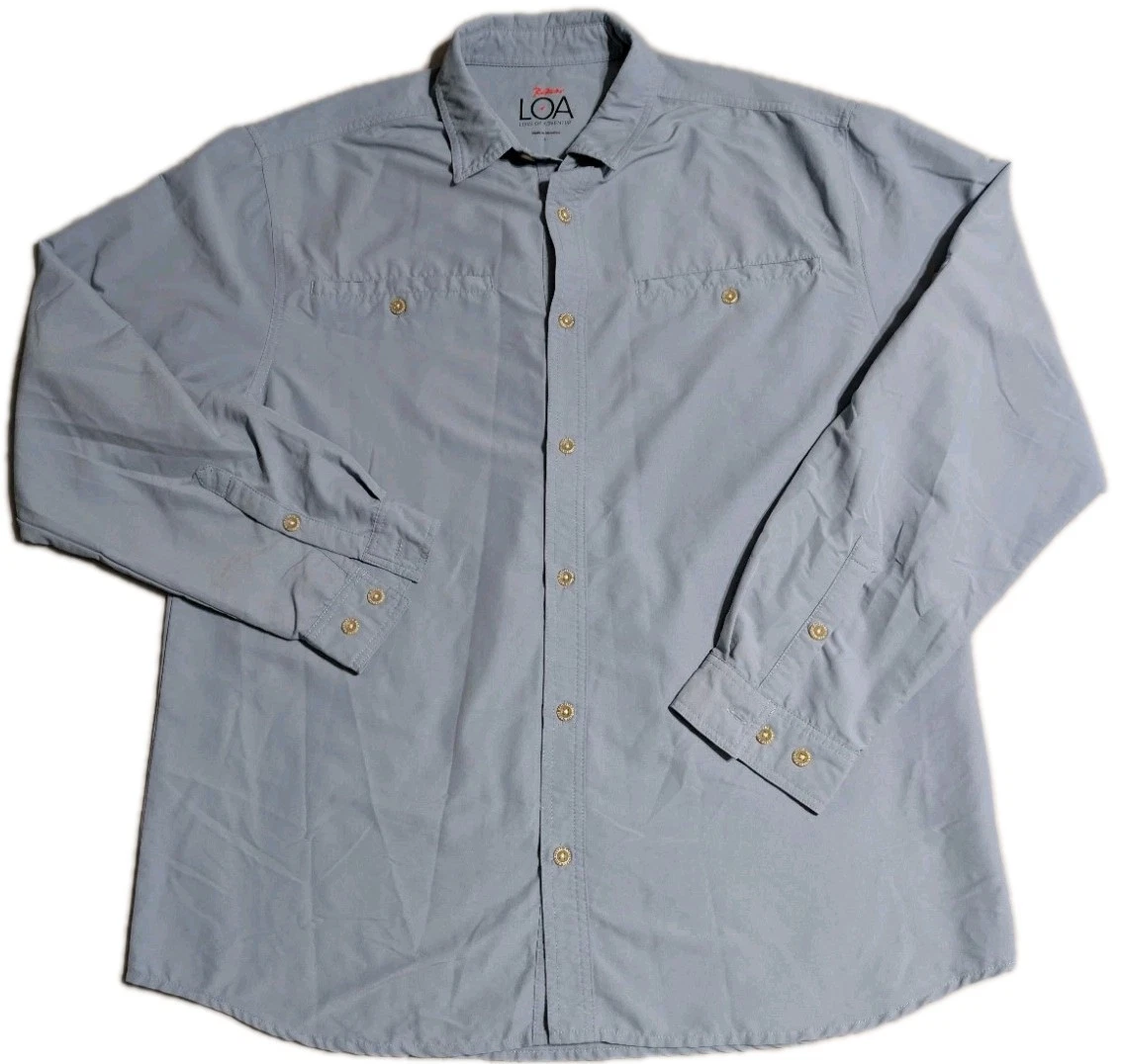 RailRiders LOA Explorer Shirt Mens Large Blue Long Sleeve Fishing Hiking Outdoor