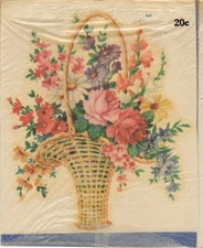 Vintage Meyercord Decal 869 Large basket of flowers
