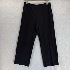 Eileen Fisher Size Small Pullon Stretch Black Straight Leg Pants Viscose Blend