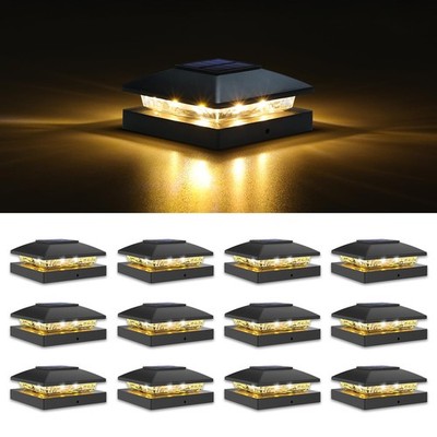 VOLISUN 4x4 Solar Post Cap Light 12pack,Solar Fence - Cap Lights Outdoor Wate...