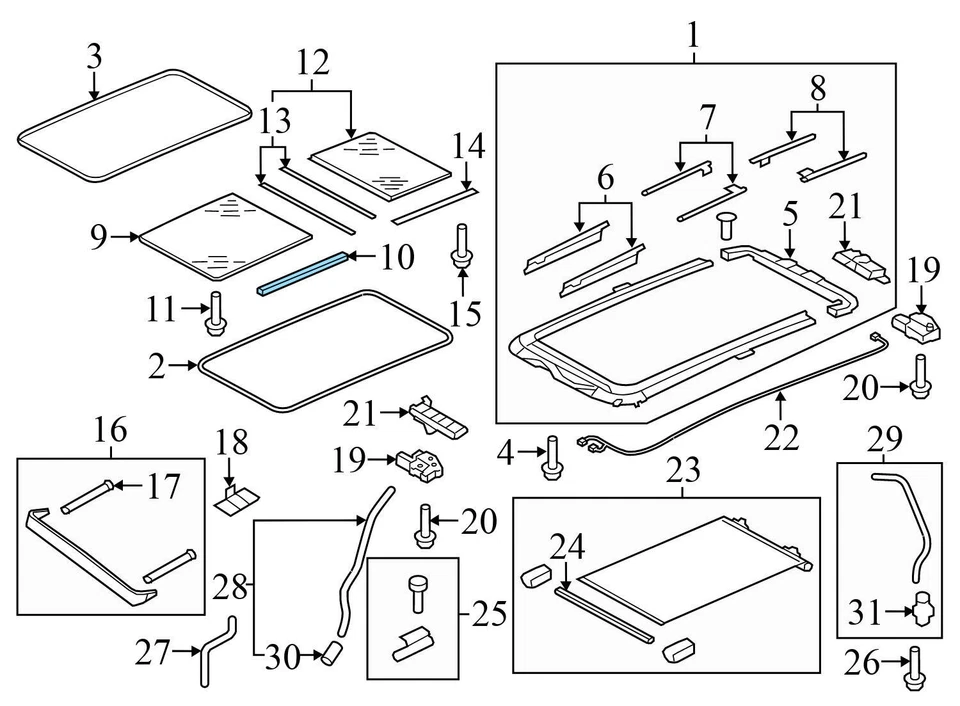 VW JETTA 2010-2014 - techo corredizo delantero derecho moldura/sello de vidrio 1K9898925 Foto 3 de 4