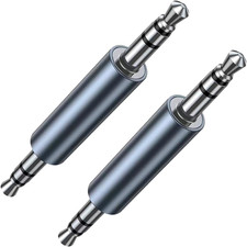 2 Pack 3.5mm 1/8 Inch Male to Male Audio Adapter Stereo Male Coupler Connector