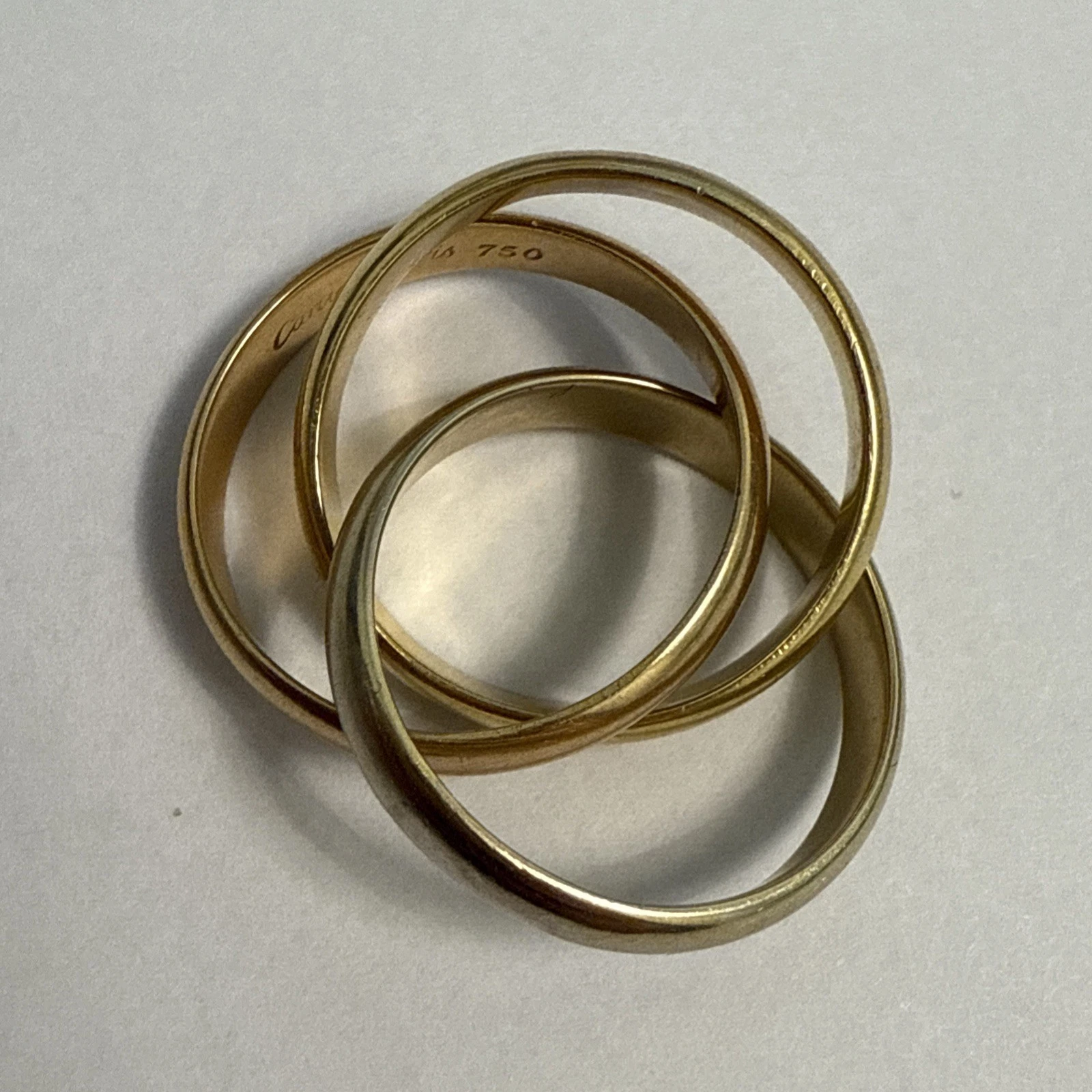 Bague 3 Alliances Cartier En Or 18 Carats 750/1000 11,39 Grammes T52