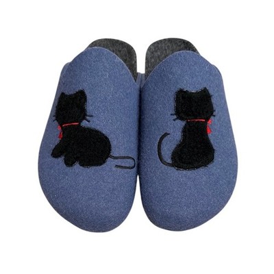 Mandèl felt wool cat slippers Blue Slip on Size 37 New House Shoes