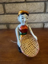 Antique Carved  Wood Vietnamese Traditional Puppet Puppetry Dance Of water