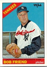 2015 Topps Heritage BOB FRIEND New York Yankees RED INK AUTO 44/66