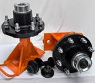 Pair 8x6.5 9000LB Shipping Container Caster Moving Wheels Lug Bolt-On w/ Handle
