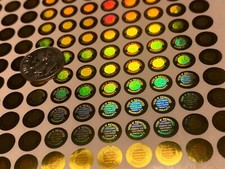 100 GOLD TINT HOLOGRAM VOID LABELS SEALS FOR IPHONE SAMSUNG REPAIR .31 IN/8MM