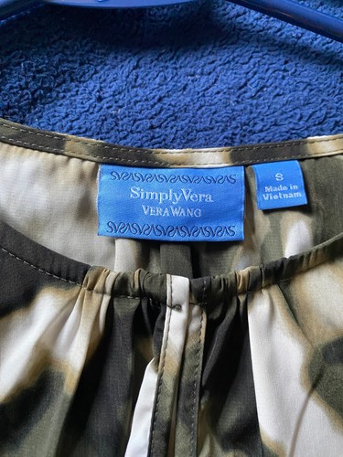 NWOT Simply Vera Vera Wang dress black olive & white Small with POCKETS! - Picture 6 of 8