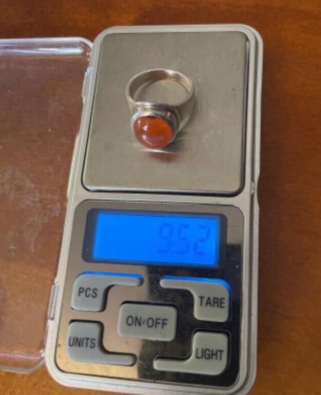 SOLID Cornelian Stone Sterling SILVER Ring - HALL… - image 14