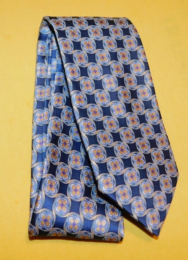 IKE BEHAR 美国制造蓝色/橙色花卉领带-领带-设计师领带。 — 第 2/3 张图片