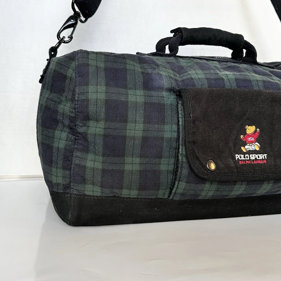 Bolso de Lona Blackwatch Ralph Lauren Polo Bear Verde Tartán Cuadros Deporte Fin de Semana Foto 4 de 4