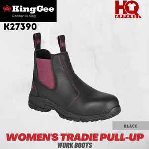 pull on work boots black