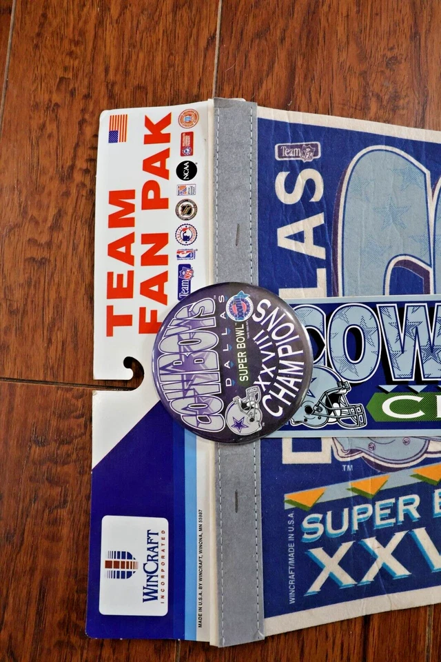 1993 Dallas Cowboys Super Bowl XXVIII Чемпионы Спина к Спине Вымпел/значок/наклейка - Изображение 3 из 4