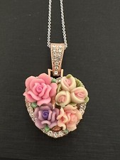 Flower Bouquet Heart Necklace