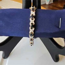 88. Presidium Tested Sapphire & Diamond .925 Silver Gold Plated Bracelet