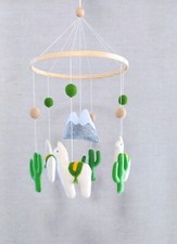 Llama Baby Mobile Alpaca Cactus Animals Mobile Felt Crib Nursery Handmade