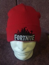 Fortnite Gaming Beanie Warm Knit Stocking Hat 1 size Winter Outdoor Red w/ logo
