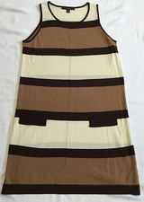 Brown, Tan And Cream Striped Sleeveless Sweater Dress By Fever Sz M EUC