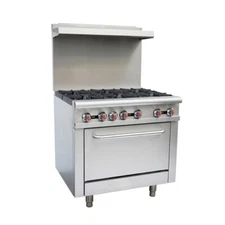Omcan USA 46151 36" Liquid Propane Gas Restaurant Range w/ (6) Open Burners, ...