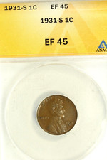 1931-S Lincoln Cent : ANACS EF45