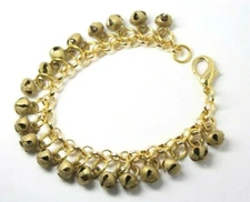 Belly Dance Charm Chime Bracelet Dancers Clapper less Bells Gold Brass Tone 7"