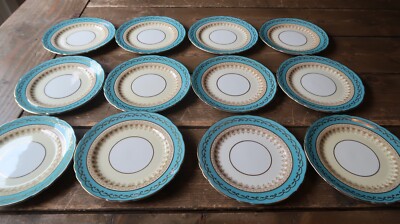 Set of 12 Aynsley Aqua Blue 7611 Bread and Butter Plate 6.25''