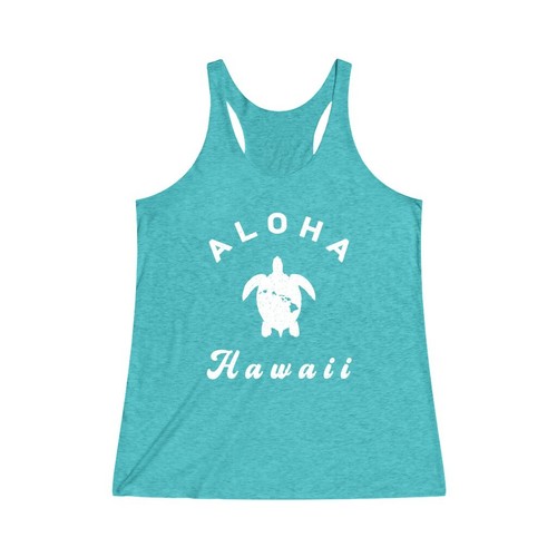 Hawaiian Turtle Aloha Women's Hawaii Sea Turtles Vintage Beach Girls Tank Tops - 第 3/3 張圖片