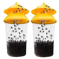 2x Reusable Hanging Fly Trap Outdoor Yard Fly Catcher Cage Pest Trap Killer Bug