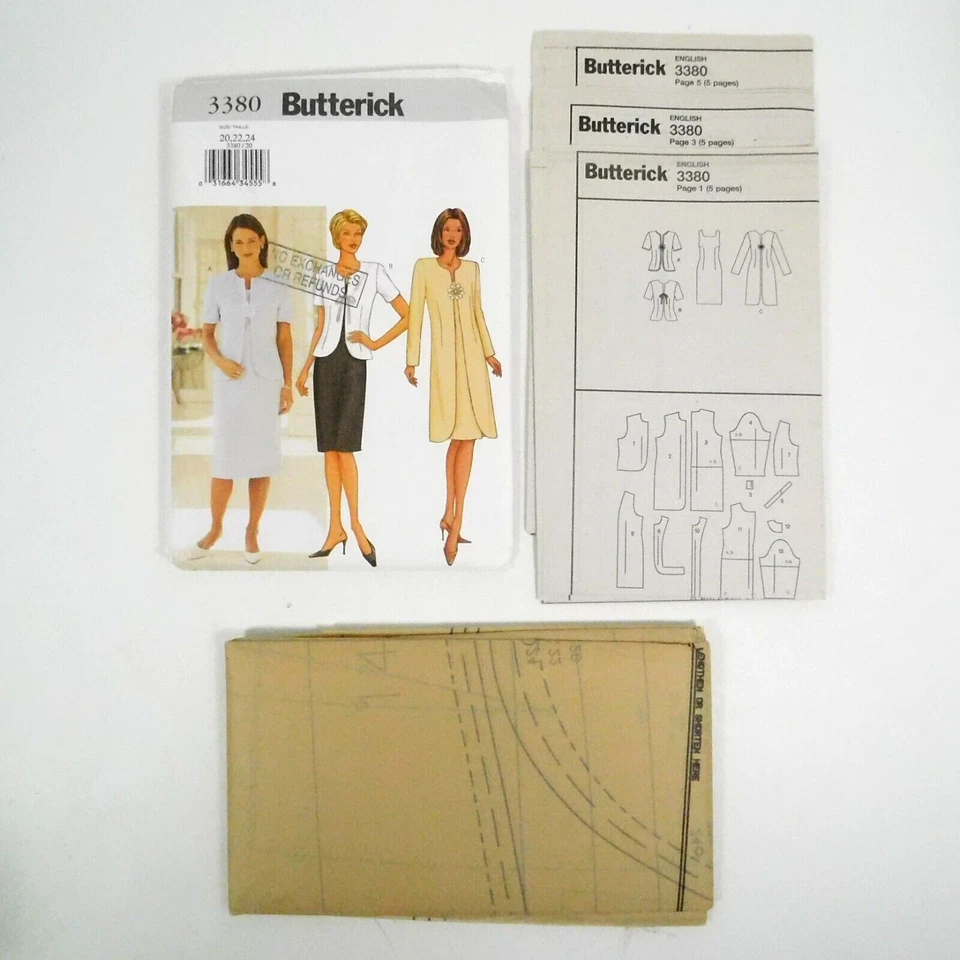 Butterick 3380 Misses Jacket Dress Sewing Pattern Size 20-24 Uncut Fitted Lined - Image 2 of 4