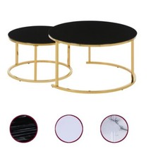 Couchtisch 2er Set Rund Kaffeetisch Sofatisch Beistelltisch Wohnzimmer Gold