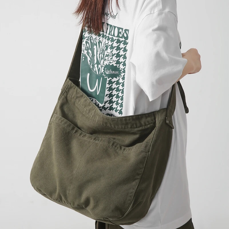 Women Canvas School Crossbody Bags Student Tote Bag Trendy
