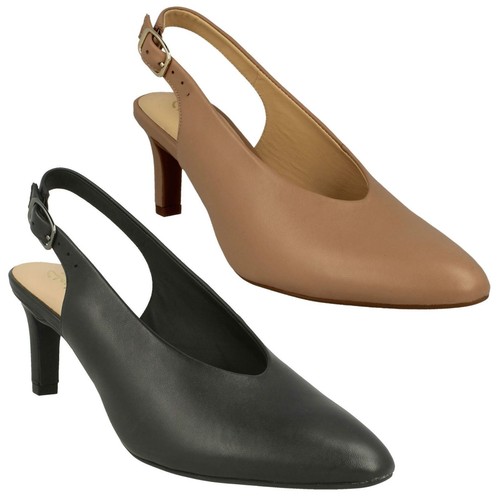 LADIES CLARKS BLACK BEIGE LEATHER 