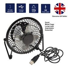 Office WFH Home  USB Desk Fan Metal 4"  Ultra Quiet Safe Metal Cage Version