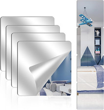 4 Pack Acrylic Mirrors for Wall,8 X 8 Inch Self Adhesive Frameless Small Mirror
