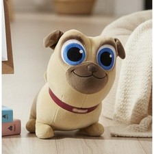 Disney Store Puppy Dog Pals Rolly Pug 12" Tan Plush Stuffed Animal Blue Eyes