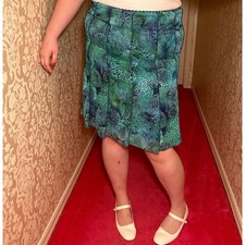 Vintage Boho Mermaid Fairy Y2K Teal Patterned Skirt XL 