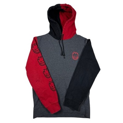 Spitfire Wheels Mens Bighead Colorblock Hoodie Grey Red Black Small