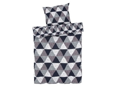 LIVARNO home Winter Jersey Bettwäsche, 155 x 220 cm (Dreiecke/grau) - B-Ware