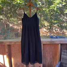 Club Monaco Women's Black Striped Sleeveless Tiered Midi Dress Size 4