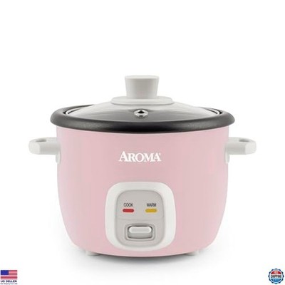 Aroma Housewares 4-Cup Rice & Grain Cooker 1Qt, Pink, Compact Kitchen Appliance
