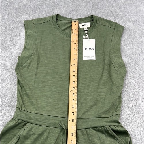 NUEVO Mono Camiseta Pact S 100% Algodón Orgánico Verde Oliva Relajado Slub Músculo - Imagen 3 de 9