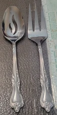 Oneida AZALEA Stainless Cold Meat Fork & Slotted Serving Spoon Set Of 2