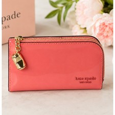Cartera Kate Spade Devin Pequeña Doble Plegable Rosa Luna Charol Cremallera Moneda