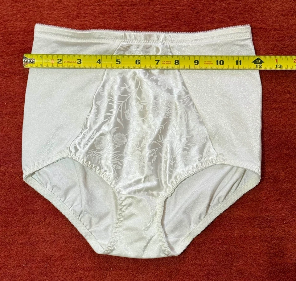 Calcinha de cetim vintage MAIDENFORM FLEXEES controle firme mais fina branca cintilante nova sem etiquetas - Imagem 3 de 4