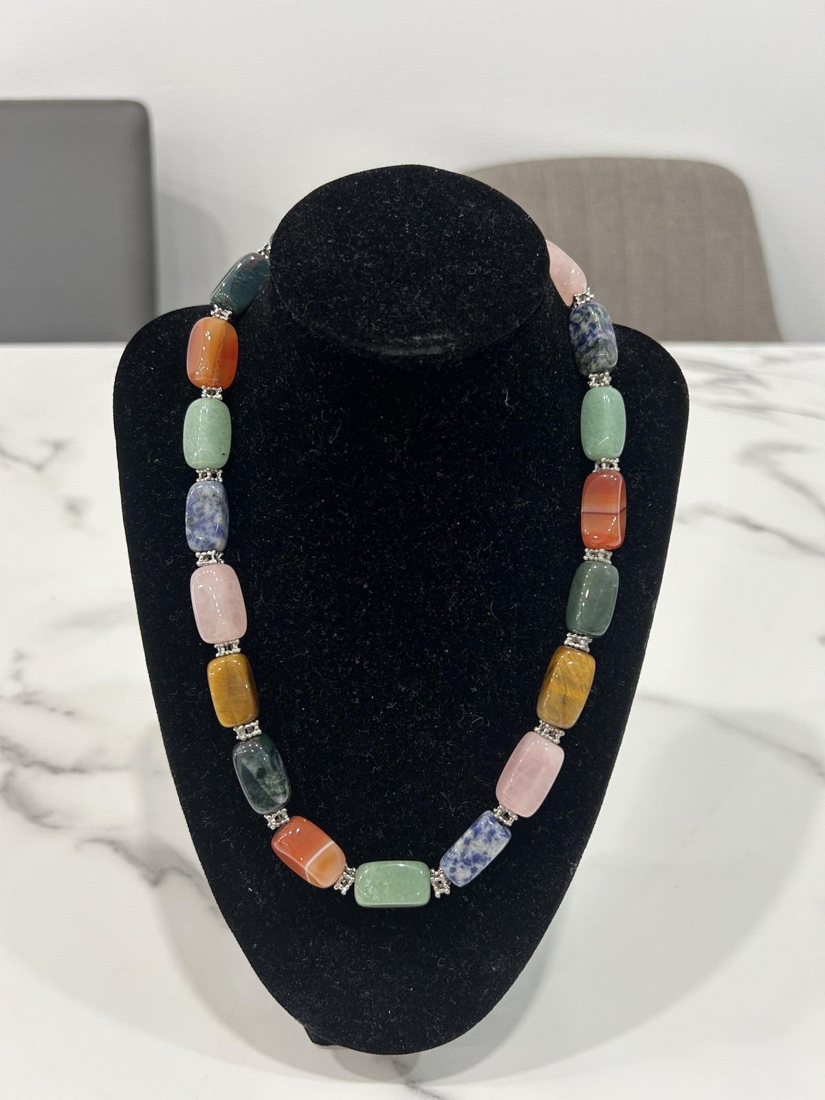 Multicolor Gemstone Beaded Statement Necklace Bra… - image 3