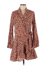IVIVI Brown Animal Print Wrap Dress M