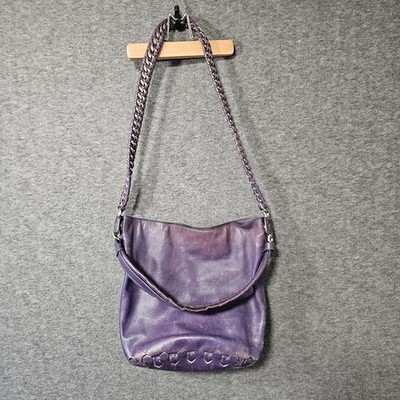 Roberto Cavalli Purple Leather Buckt Bag Made In Italy Read Description