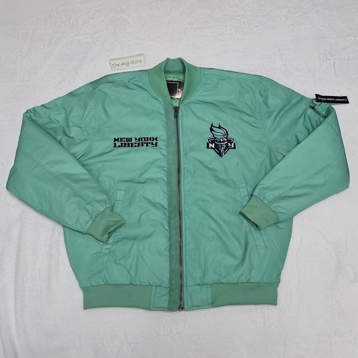 FISLL New York Liberty Bomber Flight Jacket Coat Teal Men's Sz