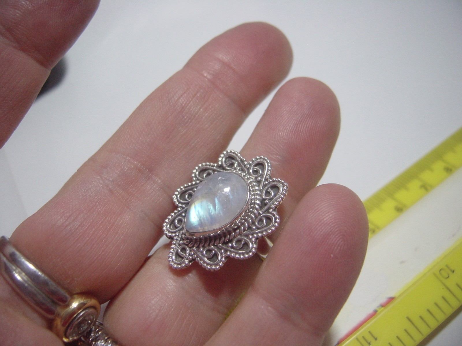 VINTAGE SOLID SILVER- GENUINE LARGE RAINBOW MOONS… - image 2